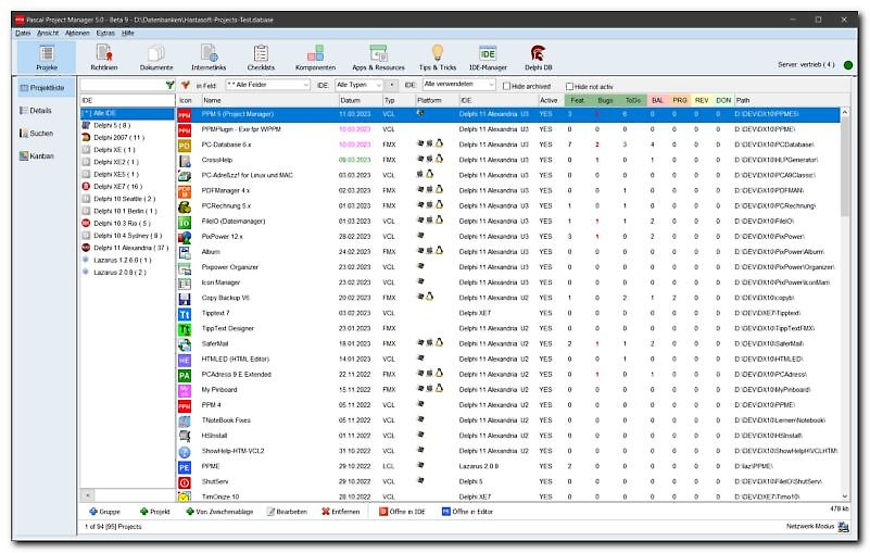 Screenshot Projekt Manager